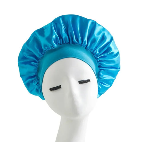 New Satin Wide Brim Nightcap Silky Bonnet Hair Wrap for Sleeping Sleep Cap with Elastic Soft Band Styling Cap Hair Wrapping Tool