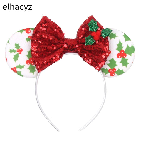 2024 New Christmas Mickey Minnie Mouse Headband Women Disney Ear Hairband Kids Xmas Party Hair Accessories Hot Festival Cosplay