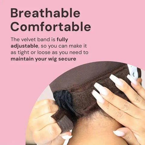 Women Lace Wig Adjustable Grip Cap Wig Caps for Non Slip with Ear-Cutouts Adjustable Velcro Headband,Gift of bandage and brushe