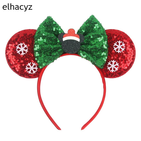 2024 New Christmas Mickey Minnie Mouse Headband Women Disney Ear Hairband Kids Xmas Party Hair Accessories Hot Festival Cosplay