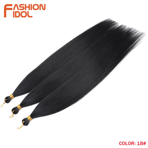 28 Inch 3PCS 300g Yaki Straight Pony Hair Bundles Crochet Braids Hair Synthetic Braiding Hair Ombre Brown Crochet Hair Extension
