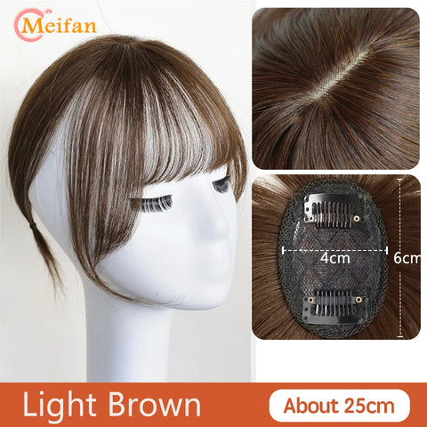 MEIFAN Synthetic Middle Part Topper Hairpiece with Bangs Clip-In Bangs Extension Natural Invisible Clourse Hairpiece for Women