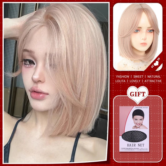 WTB Synthetic Long Straight Hair Black Lolita Wigs with Bangs for Women Fashion Female Cosplay Party Christmas Wigs Multicolor