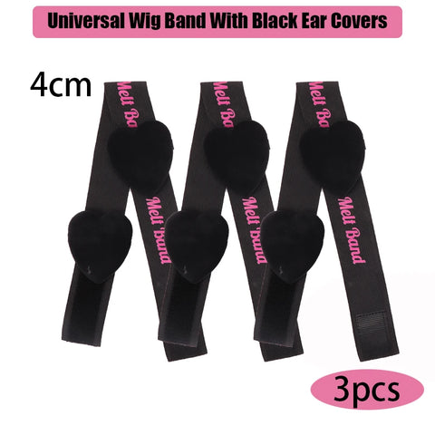 2.5Cm 3Cm 3.5Cm 4Cm Wig Elastic Band With Ear Protector Black Lace Melting Band For Laying Edges Down Adjustable Band 1Pcs 3Pcs