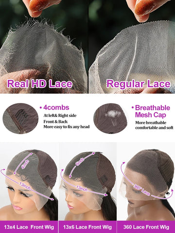 300% Density Kinky Yaki Straight 13x6 HD Lace Front Human Hair Wigs 30 40 Inch 360 Full Lace Frontal Wig for Women Preplucked