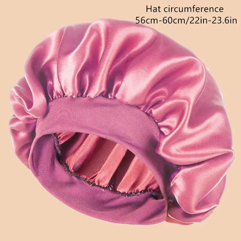 1pc Women's Solid Color Satin Wide-Brimmed Shower Cap, Suitable for Daily Use Silk Bonnet Satin Bonnet Shower Cap