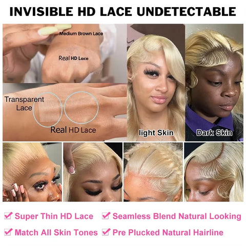 30Inch HD Transparent 613 Blonde body wave 13x5 13x7 Lace Front Human Hair Wigs For Women Brazilian Lace Frontal Wig Pre Plucked