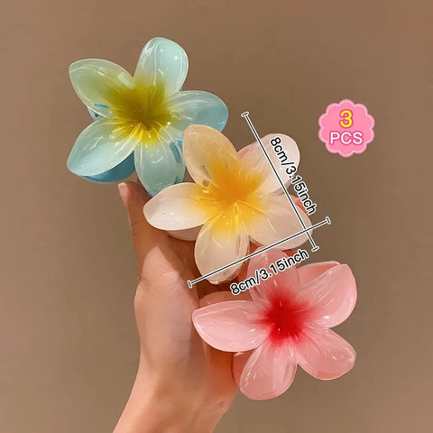 3-piece flower clips – 8 cm non-slip hair clips | Vibrant colors, perfect for party, holiday styling, and gift accessories.