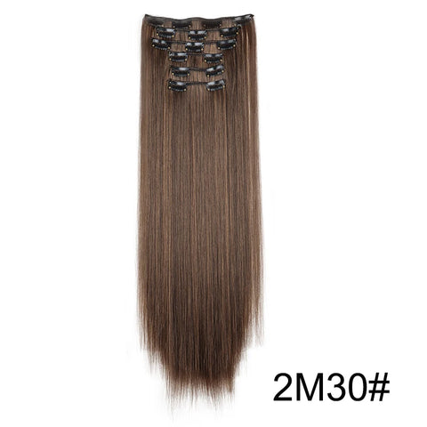 WIGSIN Synthetic 6pcs/set Long Straight Clip-in Hair Extension Invisible Seamless Extension Black Brown Hairpiece for Women