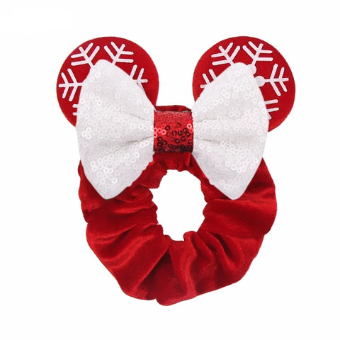 Disney Christmas Day Scrunchies Haarband Vrouwen Elastische Paardenstaart Houder Meisjes Pailletten Strik Kids Haaraccessoires