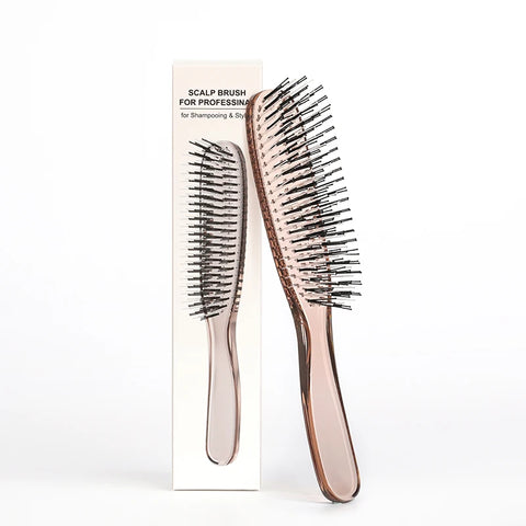 Japanese Premium Head Massager Scalp Brush Hair Massager Shampoo Brush Wet Plastic Detangling Brush Hair Cleaning Comb Rose Gold