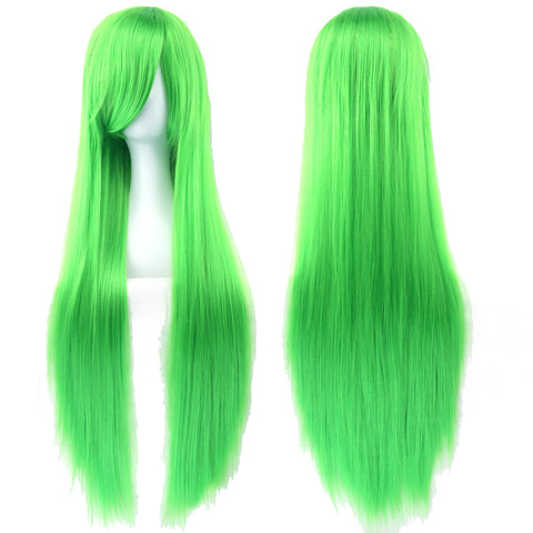 Soowee Long Synthetic Hair White Purple Cosplay Wigs Party Black Hair Straight Wig Hairpiece for Women