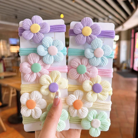 12PCS New Cut Hair Ties Princess Sweet Flower Bow Girls Women Elastic Hair Bands Hair Accessories Headwear Scrunchies