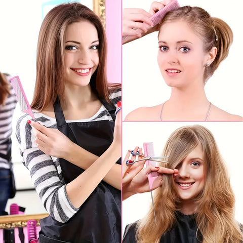 Hair Styling Kit for All Hair Types - 7Pcs Set with Detangler Brush  Bristle & Double-Sided Edge Brushes Scalp Massager Salon