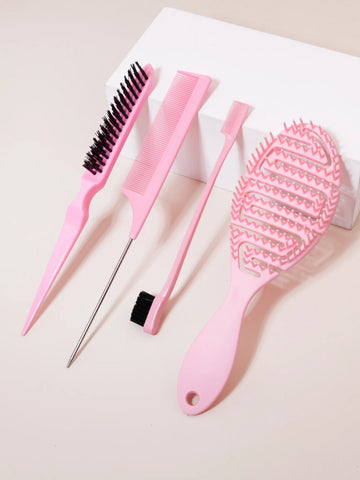 Comb styling set, including mouse tail comb, edge control brush, nylon hair brush, hollow breathable hair brush
