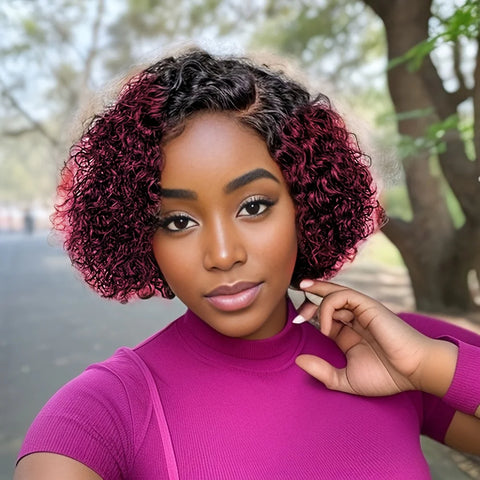 Curly Bob Wig Human Hair Deep Wave Lace Front Wigs Human Hair 13x4 Short Pixie Wigs for Women Wet and Wavy Wig Pre Plucked