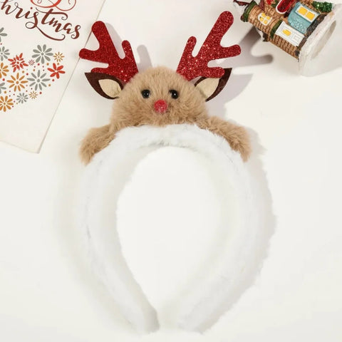 Winter Holiday Headbands,Cute Christmas Antler Hairbands for Women Girl Party Holiday Favors Photos Booth Hair Accessories
