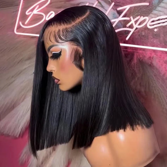 13x4 Glueless Lace Front Wig Human Hair Straight 13x6 HD Transparent Lace Frontal Wigs Short Bob Wig For Women Remy 250% Density