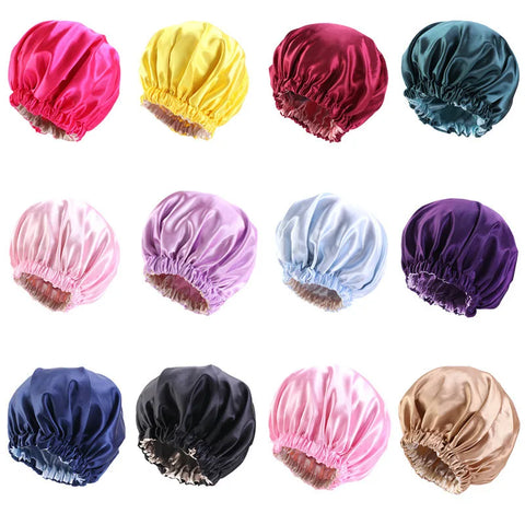 2in1 Double Layer for Winter Bonnet Satin Cheveux Nuit Night Hair Cap Women's Solid Sleeping Hat Sleep Care Nightcap Unisex