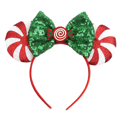 2024 New Christmas Mickey Minnie Mouse Headband Women Disney Ear Hairband Kids Xmas Party Hair Accessories Hot Festival Cosplay