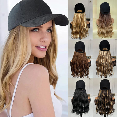 Baseball Hat Hooded Wig Hat Wig Wavy Curl Wig Synthetic Wig Beginners Friendly Heat Resistant Natural Looking For Daily Use