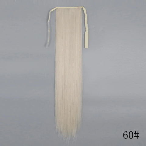 LISI GIRL Synthetic Hair 22''34'' Long Straight Ponytail Wrap Around Ponytail Clip in Hair Extensions Black Hairpiece Headwear