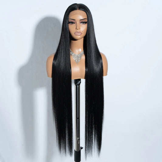 Synthetic Lace Front Wigs Highlight Brwon Blonde Black Wig For Women Long Straight  Lace WIg 38Inch Synthetic Heat Resistant Wig