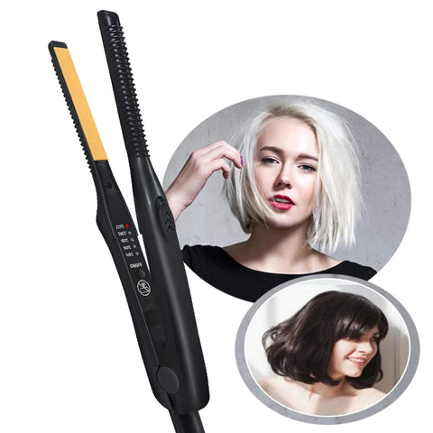 Mini Teddy Wave Hair Straightener Thin Pencil Flat Iron Titanium Professional Salon Hair Curler for Short Hair