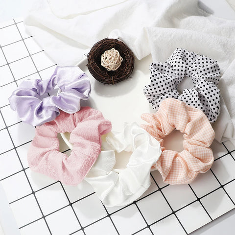 5Pcs/Lot Girl Pink Red Hair Band Accessories Fashion Large Hair Ties Solid Color Elastic Scrunchies For Women Ponytail Hairstyle
