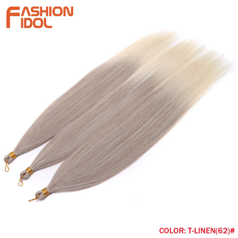 28 Inch 3PCS 300g Yaki Straight Pony Hair Bundles Crochet Braids Hair Synthetic Braiding Hair Ombre Brown Crochet Hair Extension