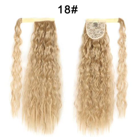 Tereshar Synthetic Corn Wave Ponytail Extension Clip in Long Wavy Curly Wrap Around Pony Tail Heat Resistant Hairpiece for Women