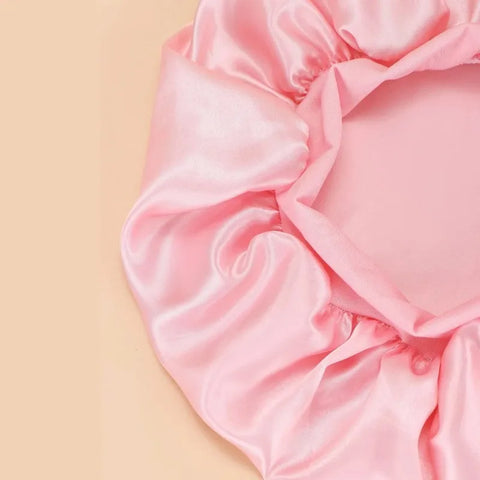 1pc Women's Solid Color Satin Wide-Brimmed Shower Cap, Suitable for Daily Use Silk Bonnet Satin Bonnet Shower Cap