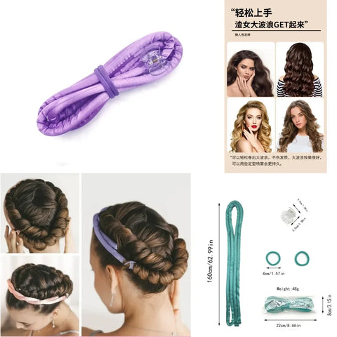 Lazy Curls Heatless Hair Curlers Curling Rod Headband No Heat Hair Rollers Sleeping Overnight Soft Flexi Rods Hair Styling Tools