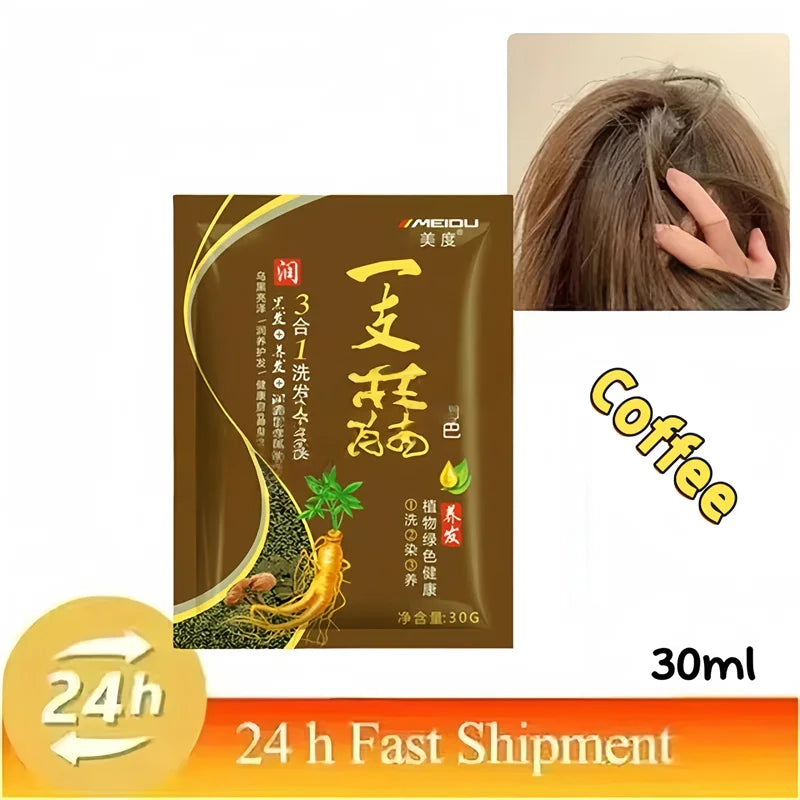 Hair Color Shampoo for Gray Hair 3 in 1 Black Hair Dye Shampoo for Women&Men Natural Herbal Safety Nourishing Hair Care Cream