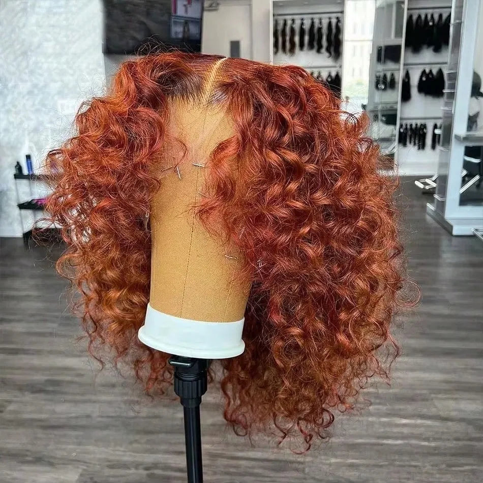8-22Inch Deep Wave Bob Ginger Orange Lace Front Wigs Bob Human Hair Wig 14 Inch Orange13x4 Deep Wave Lace Frontal Bob Wigs Human