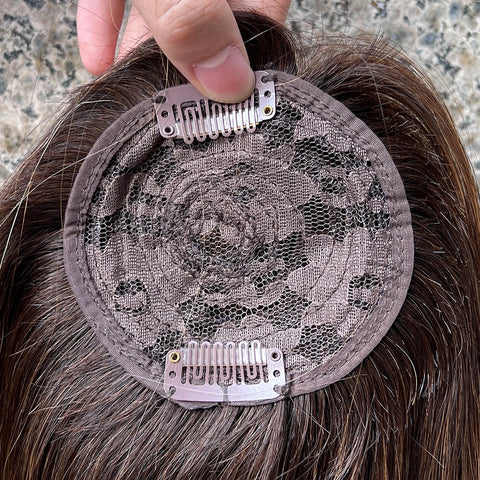 12inch Womens Hair Topper with Clips 100% Remy Human Hair Toppers for Thin Hair Clip In One Piece Hair Extensions