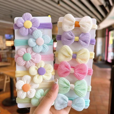 12PCS New Cut Hair Ties Princess Sweet Flower Bow Girls Women Elastic Hair Bands Hair Accessories Headwear Scrunchies