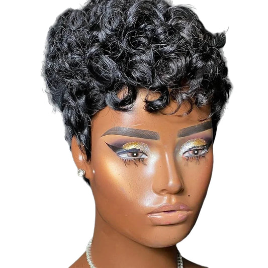 hort Pixie Wigs for Black Women Short Black Curly Pixie Wigs Synthetic Hair Wigs for Black Women Natural Wavy Black Pixie Cut Wi