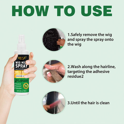100ml Wig Milk Spray Moisturizing Care Spray for Wig Synthetic Hair Prevent Frizz Leave-in Conditioner for Wigs Smooth and Shine
