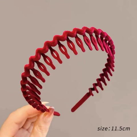 New Vintage Red Womens Headband Woolen Velvet Hair Band Headwear Girl Side Sponge Hair Hoop Christmas Day Hair Accessories