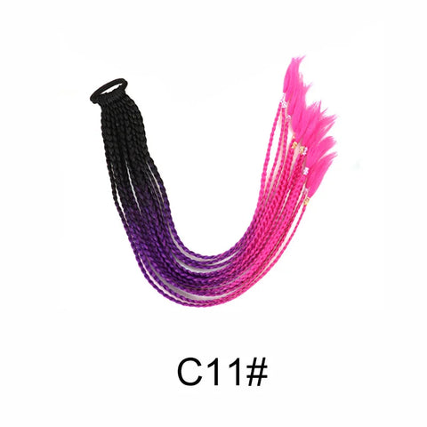 Synthetic 24Inch Y2K Rainbow Horsetail Wig Long Boxing Braid Hair Ponytail Extension High Temperature Fiber Hairpiece for Women