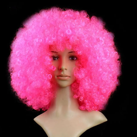 Unisex Adult Various Coloured Rainbow Circus Curly Black Afro Curly Wig Adult Fancy Dress Disco