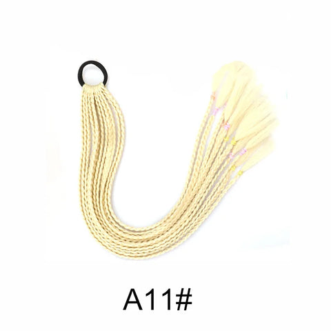 Synthetic 24Inch Y2K Rainbow Horsetail Wig Long Boxing Braid Hair Ponytail Extension High Temperature Fiber Hairpiece for Women