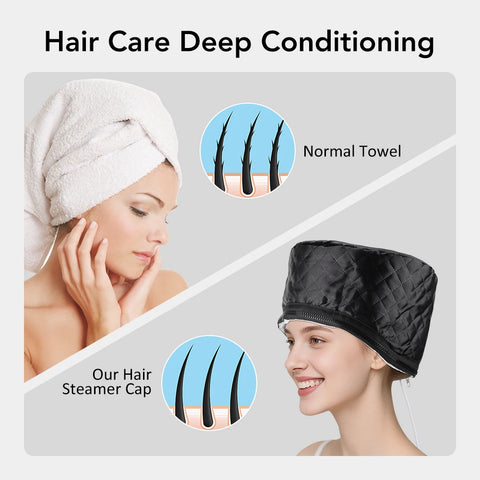 10 Modes Heated Hair Steamer Cap Electric Hair Heating Cap Waterproof Detachable Hat with Timer SPA Nourishing Hair Styling Care