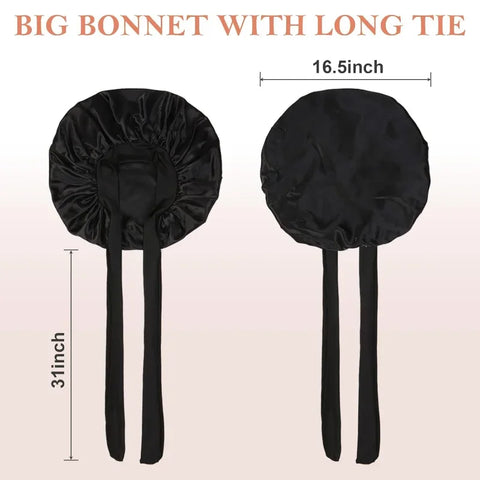 3Pcs Bonnet for Sleeping, Extra Satin Silk Bonnet for Sleeping Women with Tie Band for Curly Hair Jumbo Bonnet Braids Hair wrap