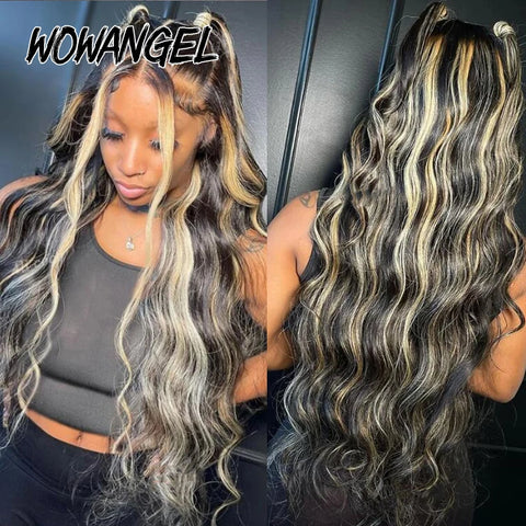Wow Angel 34inch Highlight Body Wave Wigs 5X5 HD Lace Closure Wig Honey Blonde 250% Glueless Wig Human Hair Ready to Wear Wigs