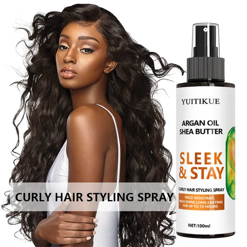 Contains macadamia oil and shea butter, refreshing and long-lasting, curl styling spray, anti-frizz, high-shine and long-lasting