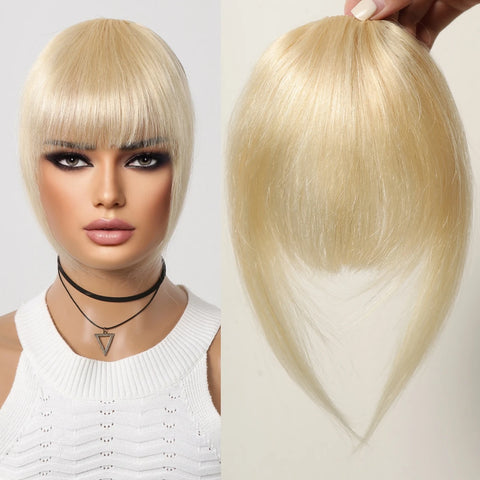 Clip in Bangs 100% Human Hair Bangs Thick French Natural Black Brown Hair Bangs with Temples Clip on Fringe Hairpieces for Women