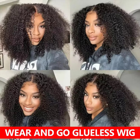 300% Kinky Curly Glueless Wigs Human Hair 4C Edges Afro Curly 13x6 Lace Frontal Wig Pre Cut 7x5 HD Lace Closure Wigs For Women