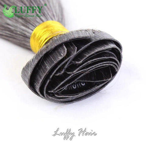 Salt Pepper Seamless PU Clip In Hair Extensions Straight Human Hair Skin Weft Gray Hair Color Clip Ins Human Hair For Women